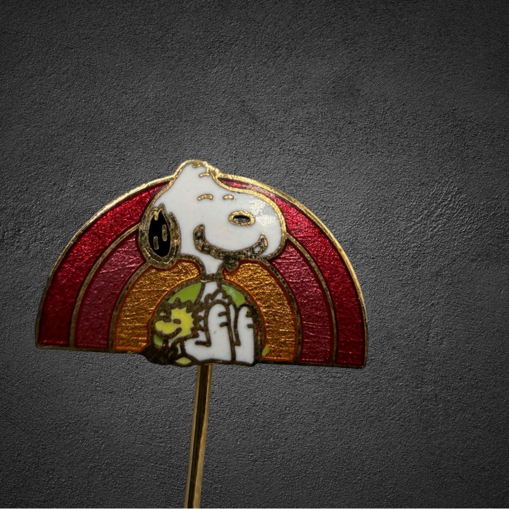 Vintage 1958 Snoopy & Woodstock Rainbow Stick Pin Brooch United Feature - Picture 7 of 16